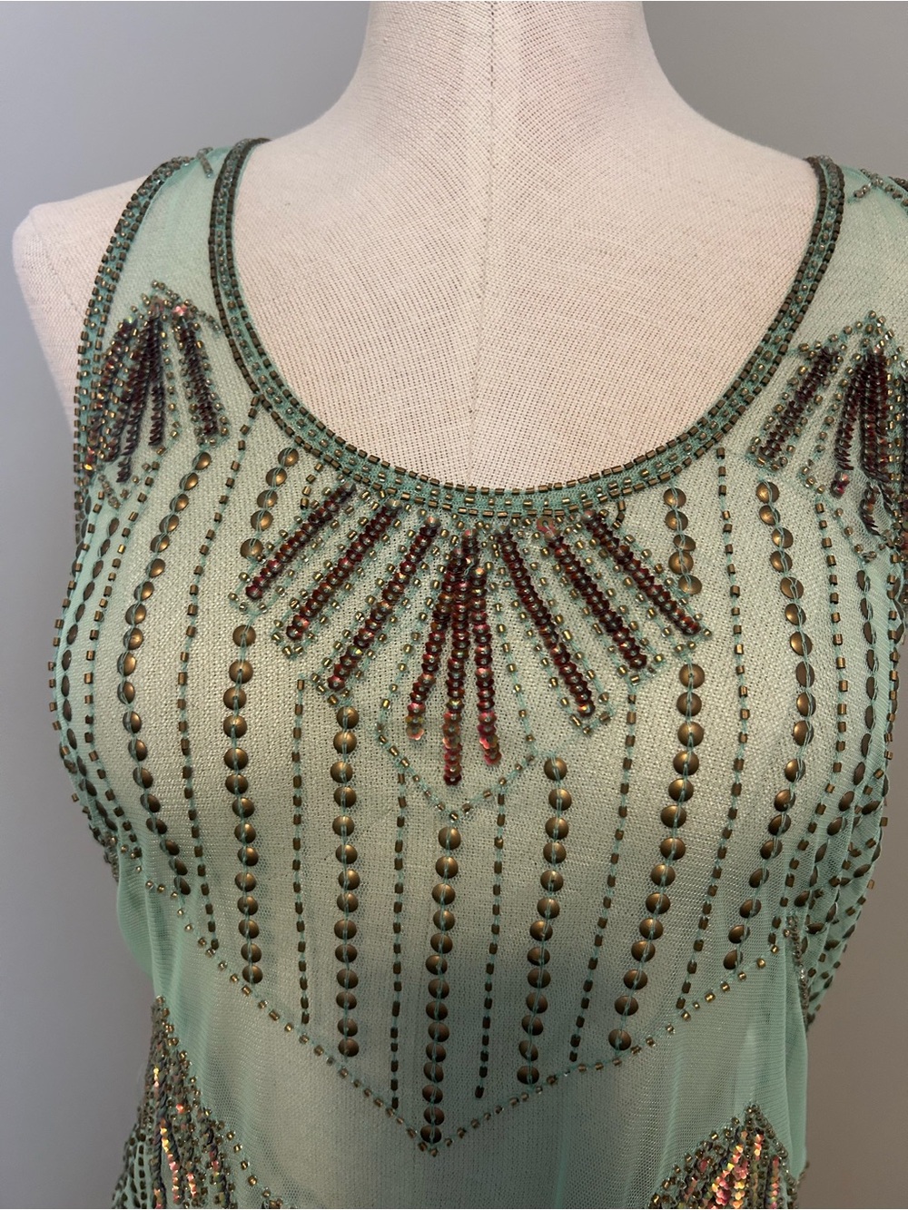 BKE Mint Green Beaded Sleeveless Camisole - Picture 3 of 8